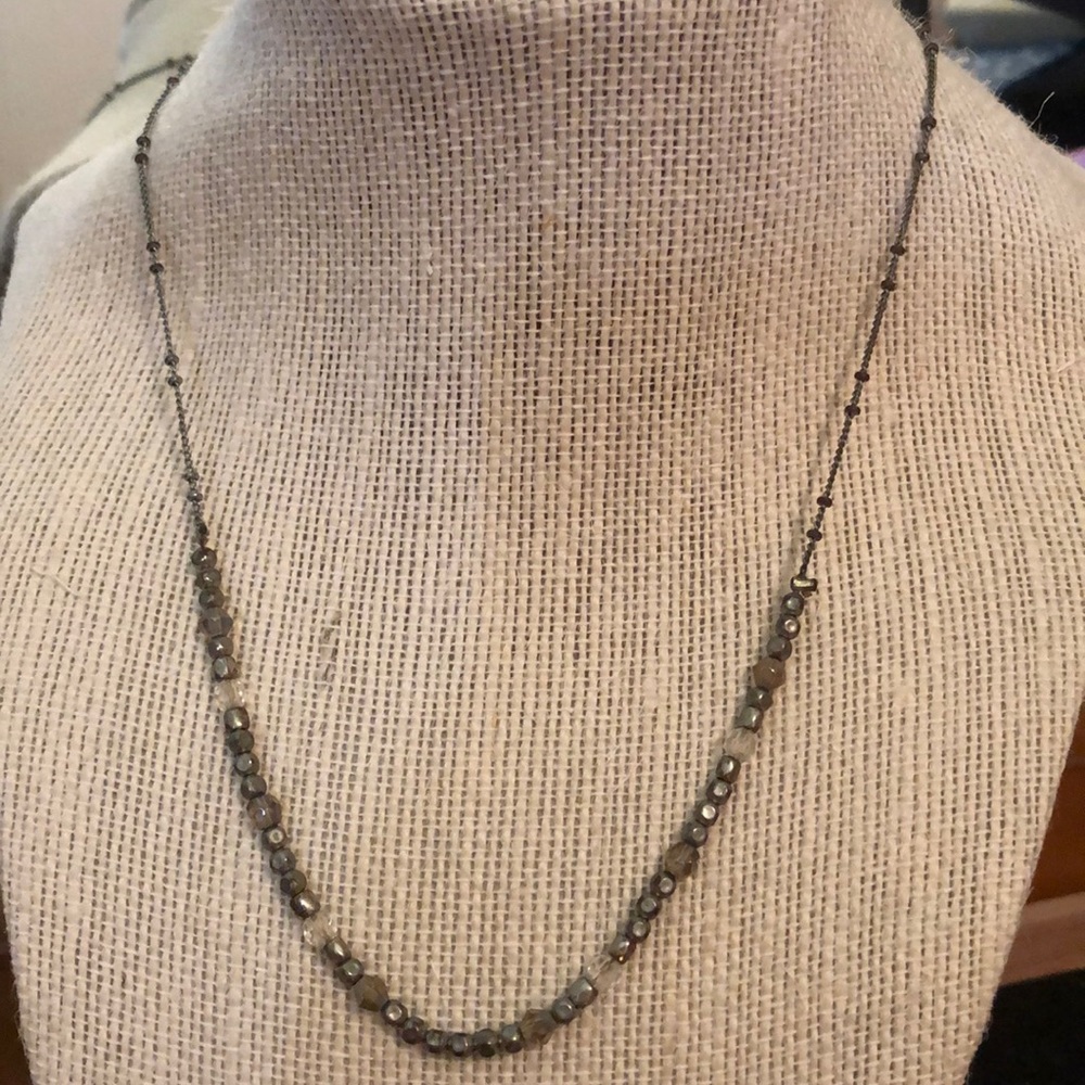 Delicate AE Silver Beaded Necklace